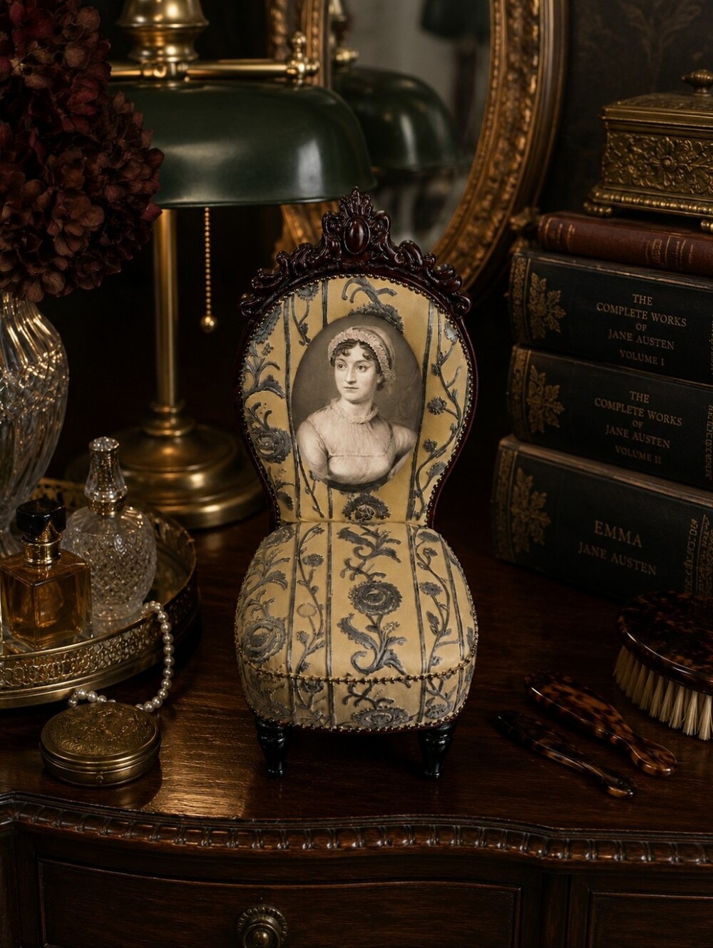 Victorian Miniature Chair Picture Custom Frame & Hidden Trinket Box Collectable